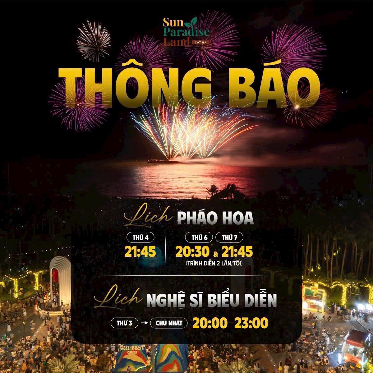 Lịch bắn pháo hoa Cát Bà cập nhật từ 8/7/2026