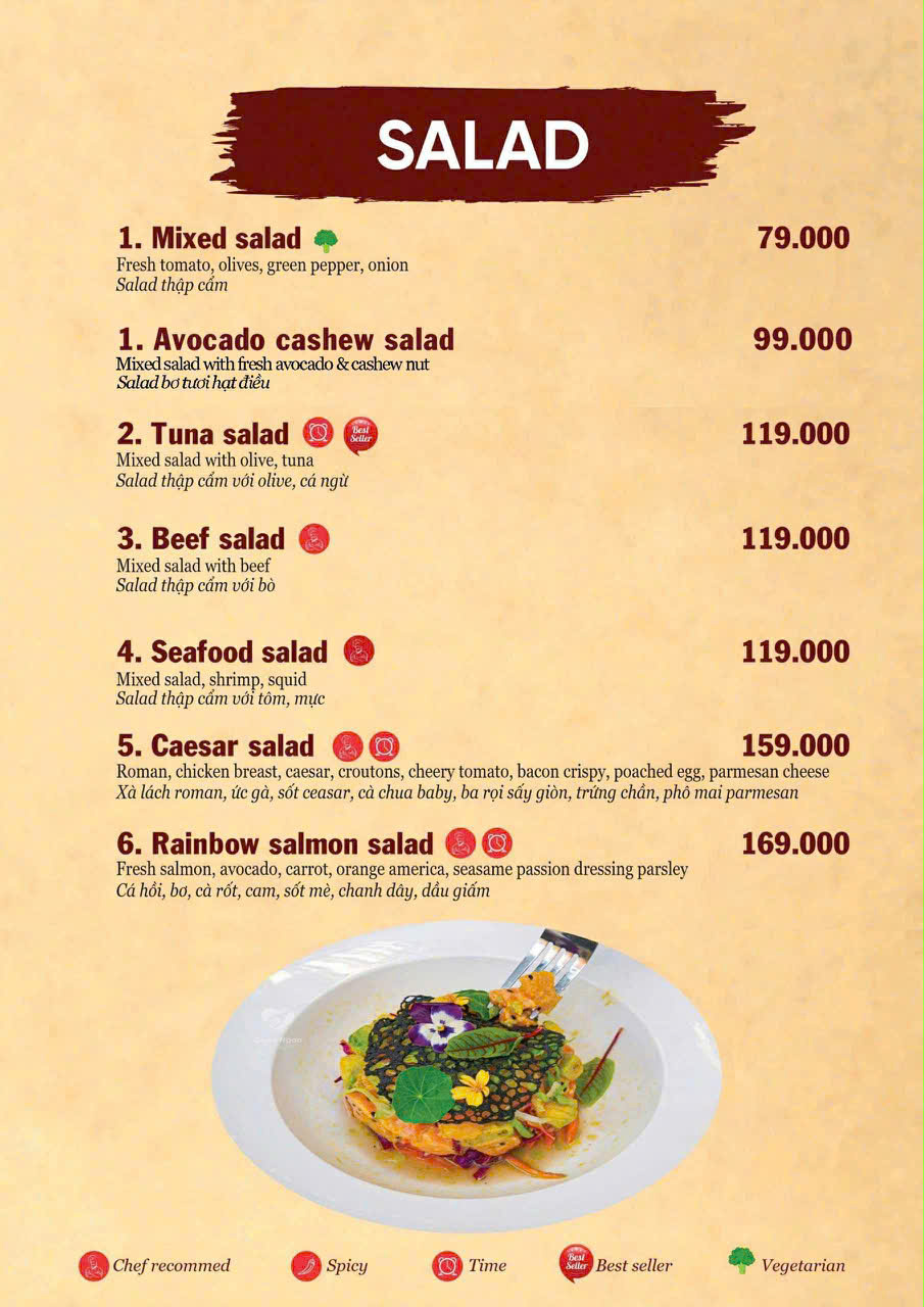 The Bigman Bar Menu