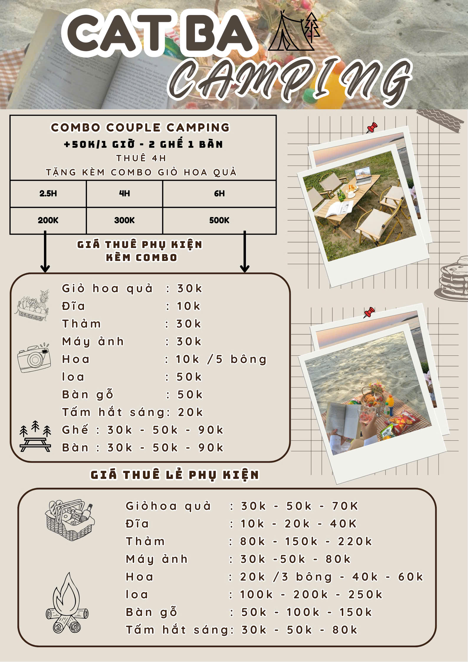 Bảng giá thuê đồ decor Cát Bà