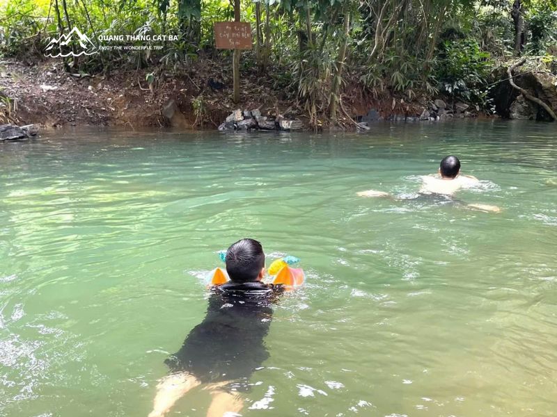 Swimming at Suoi Goi Cat Ba 