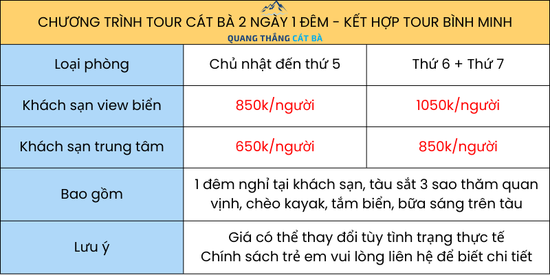 lịch trình tour cát bà 2 ngày 1 đêm 19