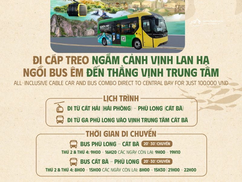 Combo bus - cable car Cat Ba