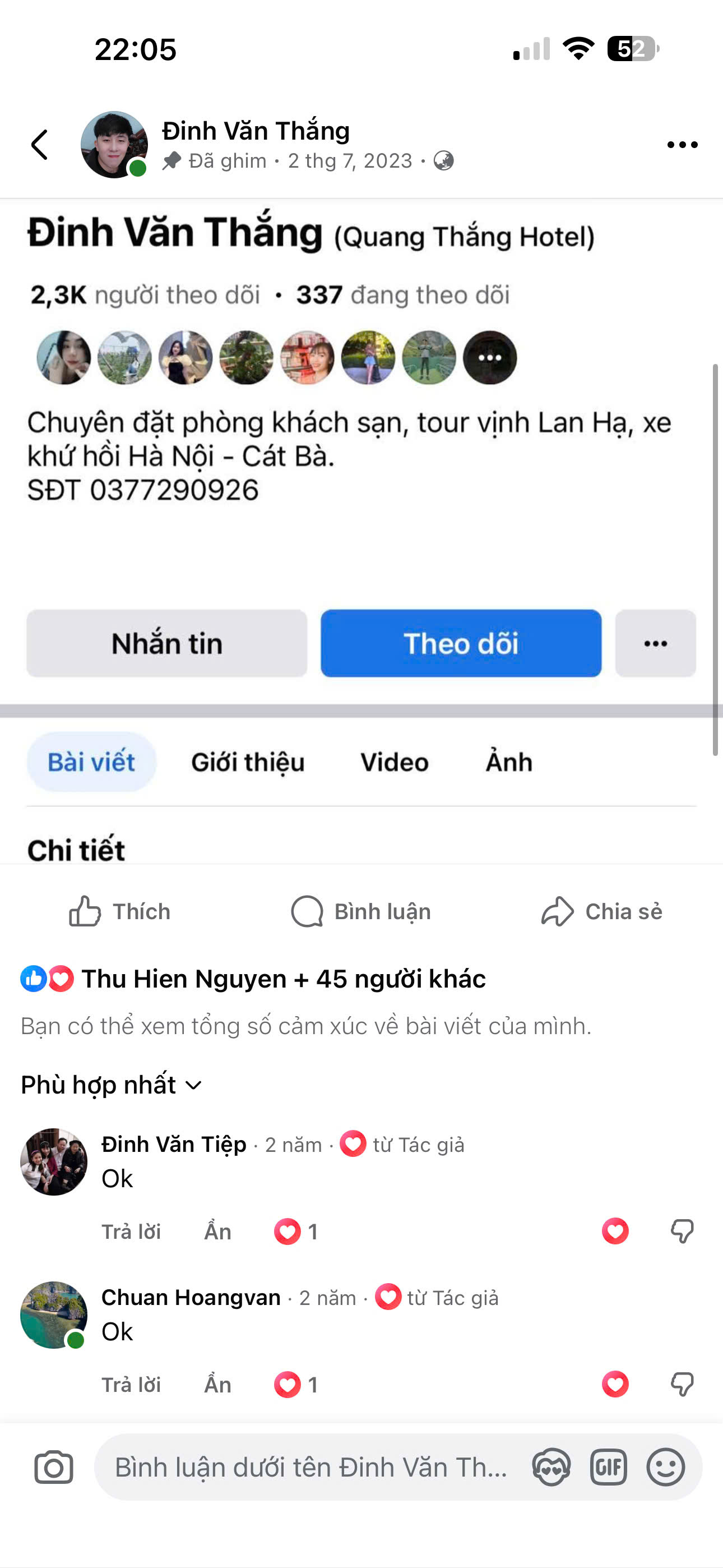 Check uy tín Quang Thắng Cát Bà