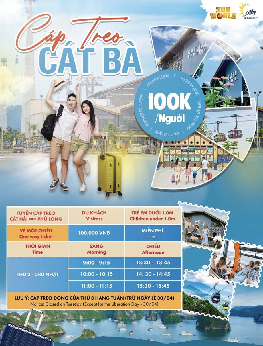 Bảng giá vé và lịch trình cáp treo Cát Bà