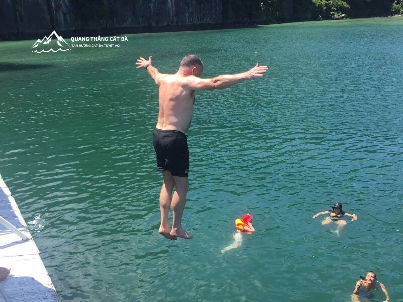 Swimming on boat tour